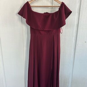 Altar’d State Chic Elegant Off-Shoulder Burgundy Sophisticated Maxi Dress
